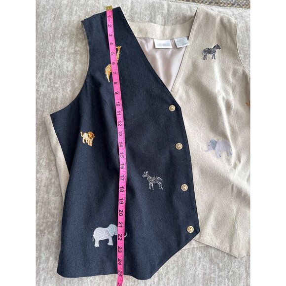 90s Vintage Safari Animal Embroidered Button-Up Silk Vest By Blair Boutique - Picture 8 of 8